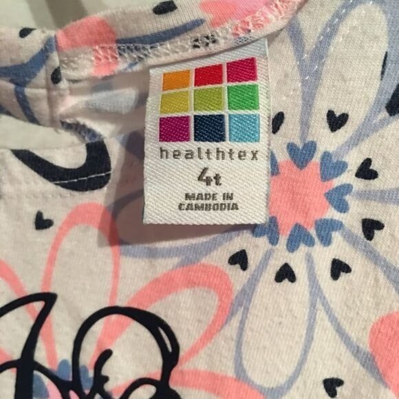 Healthtex Girls Floral Dress Monogramed PJA Pink/Blue SZ 4T - Picture 3 of 4